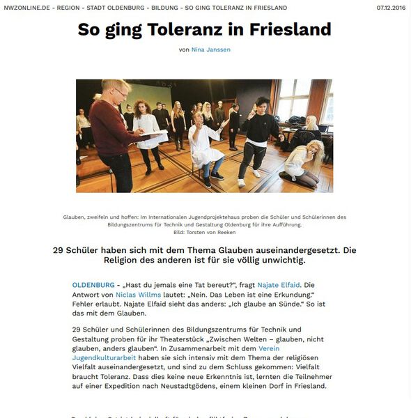 Zwischenwelten - NWZ Artikel